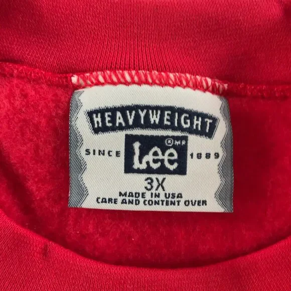 Vintage Lee Heavyweight Crewneck Sweatshirt Mens 3XL Red Cotton Blend USA - Picture 4 of 6